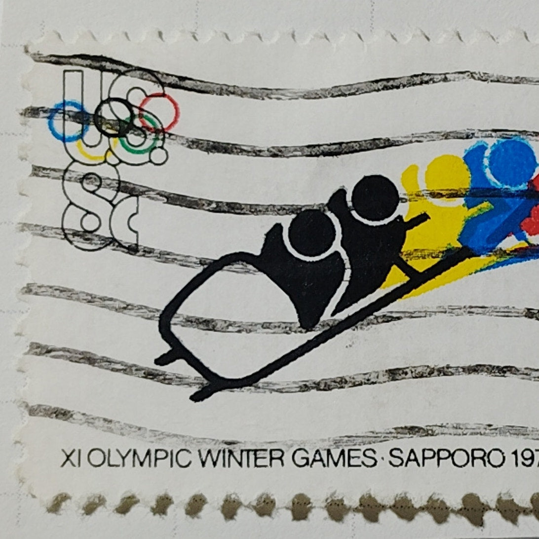 1972 US Postage Stamp Scott #1461 8c Sapporo Winter Olympics Bobsled Used