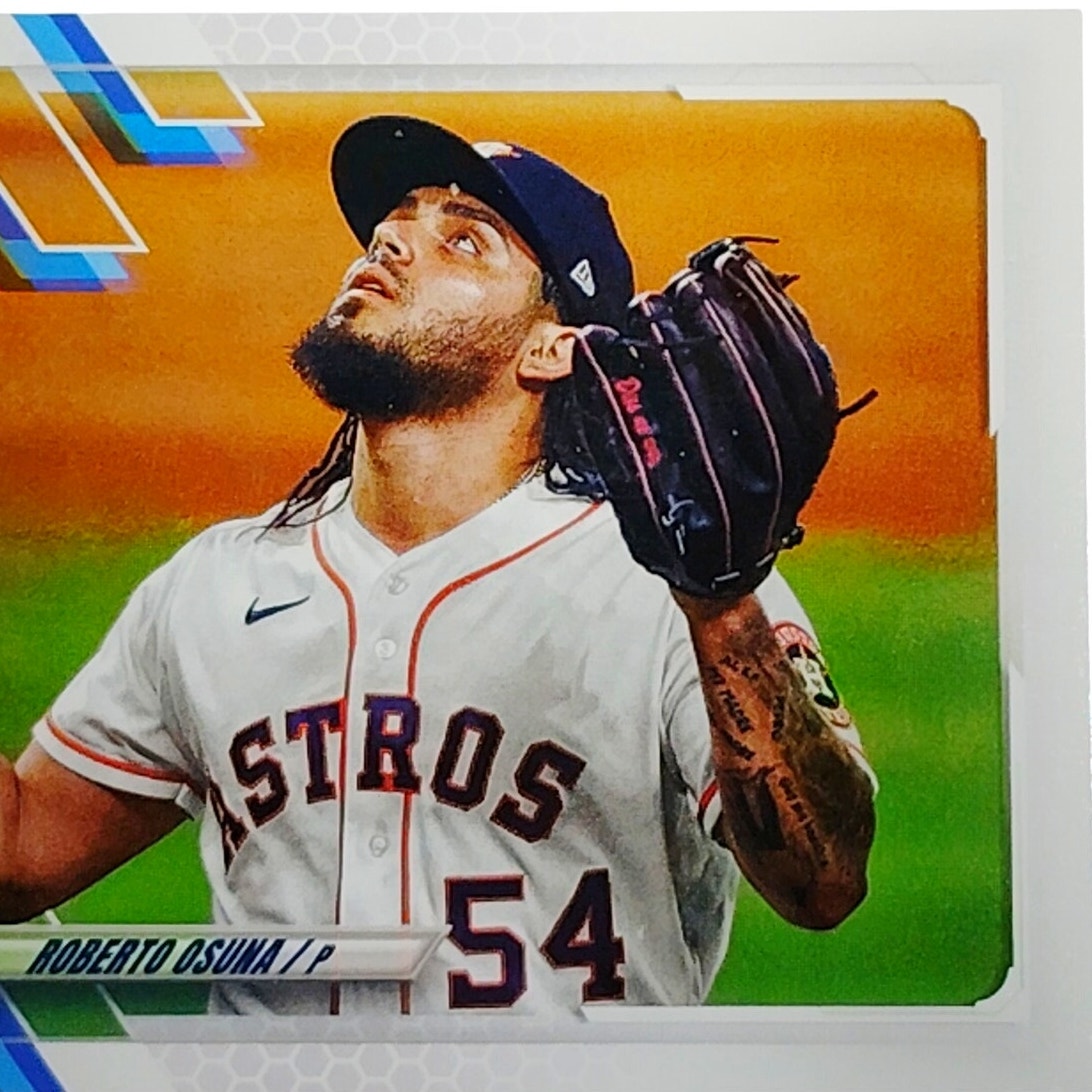 2021 Topps Series 1 Roberto Osuna Houston Astros Pitcher Card #2 VG/EX
