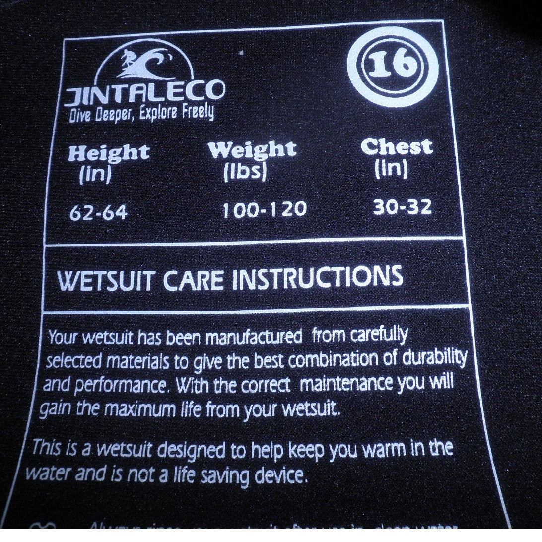 Unisex Kids Full Wetsuit, 16, 3/2mm Neoprene Wet Suit for Diving Surfing Scuba