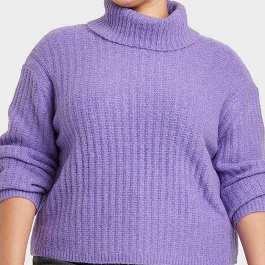Universal Thread Womens 2X Purple Mock Turtleneck Cashmere‑Like Pullover Sweater