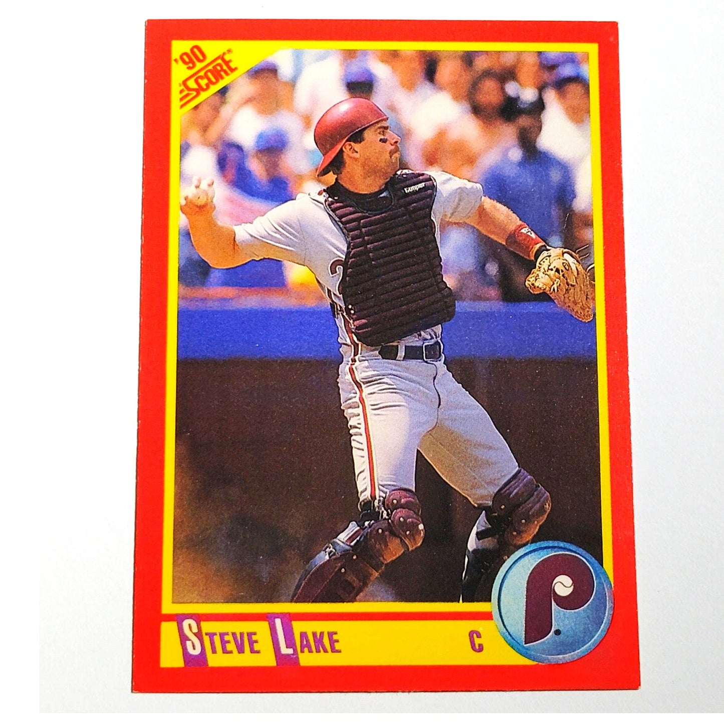 1990 Score Steve Lake #435 Philadelphia Phillies Catcher MLB Baseball EX