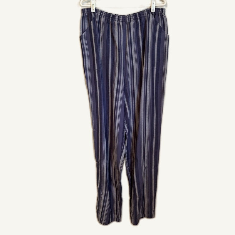 Blair Women's 2-Piece Tunic Top & Striped Pants Set Indigo Blue Size L