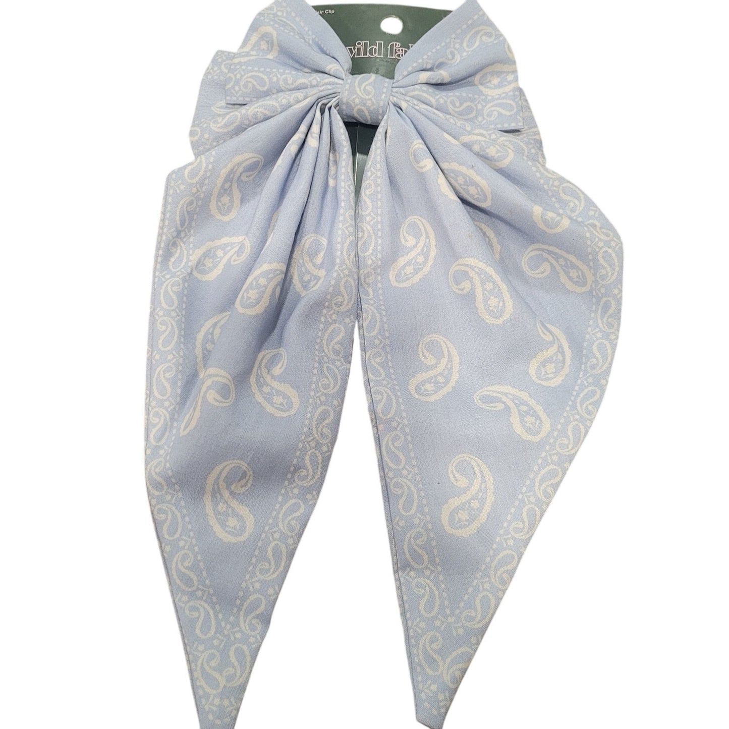 Fabric Barrette Hair Bow – Wild Fable Blue/White Polyester Clip