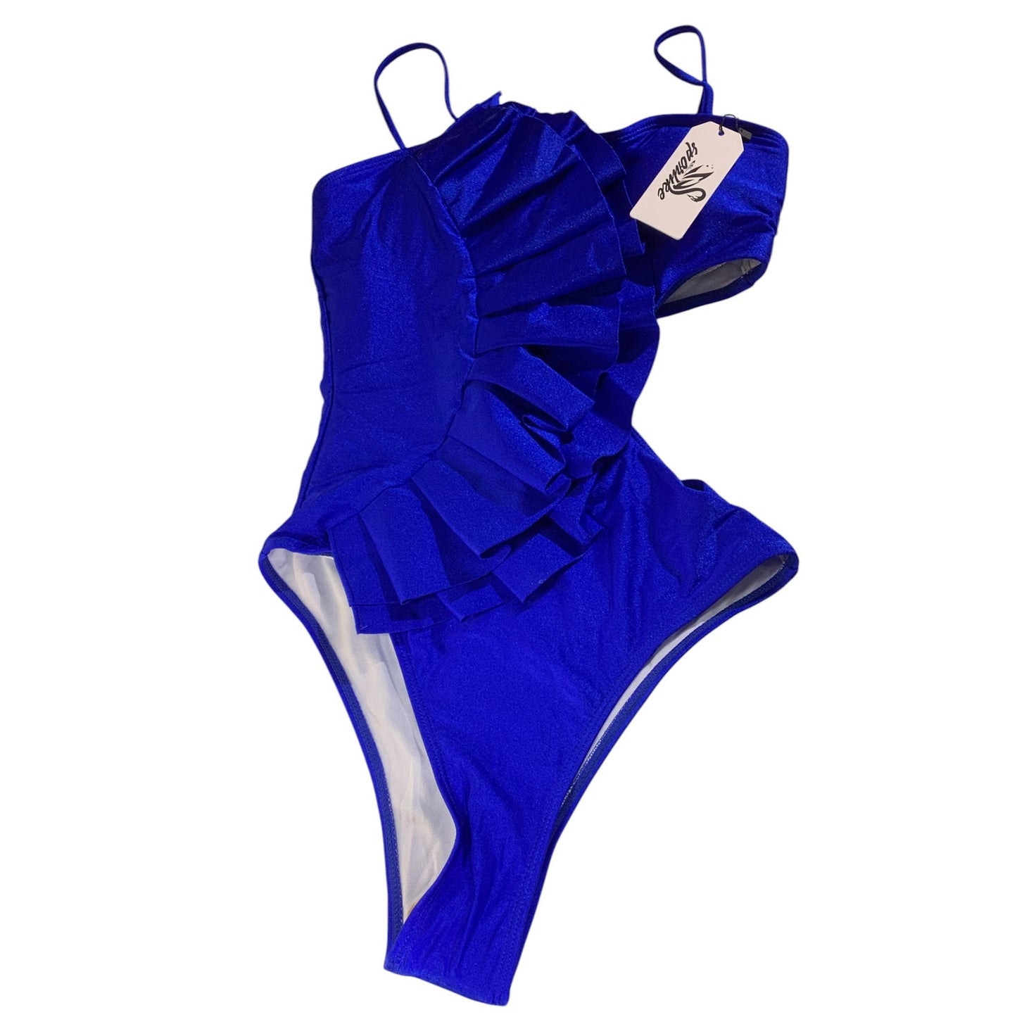 Sporlike One Piece, Flounce, Hole Out Suit, Padded Monokini, Royal Blue, S