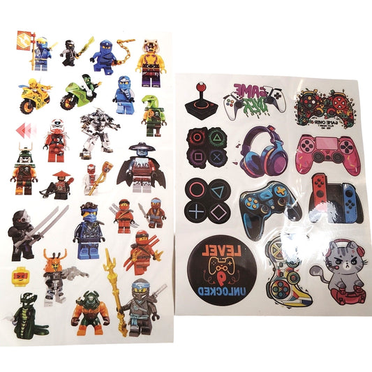 2‑Sheets Inside Window Vinyl Decals LEGO Ninjago & Gaming Theme (37)