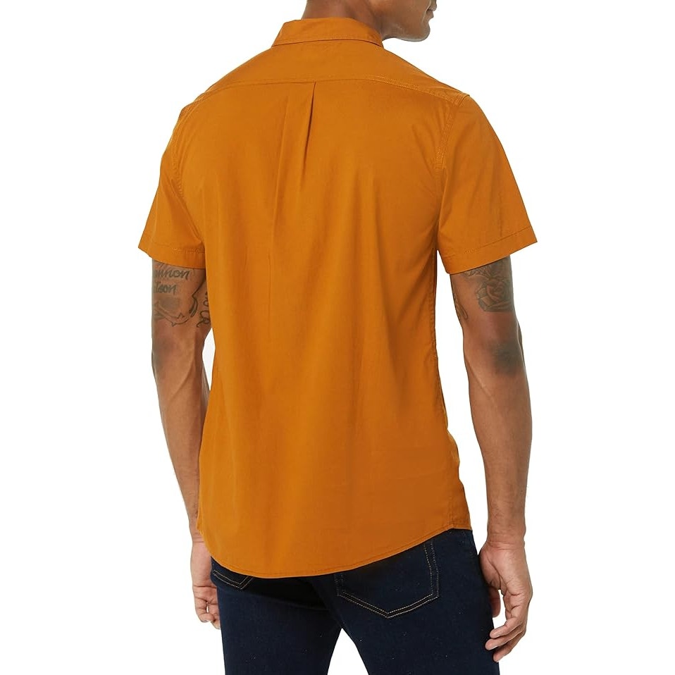 Goodthreads Standard-Fit Short-Sleeve Button-Down Stretch Poplin Shirt, Dark Caramel, Medium, NWT