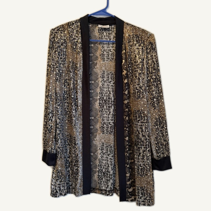 Vintage Lady Blair 3-Piece Black Gold Animal Print Skirt Set L/14 USA