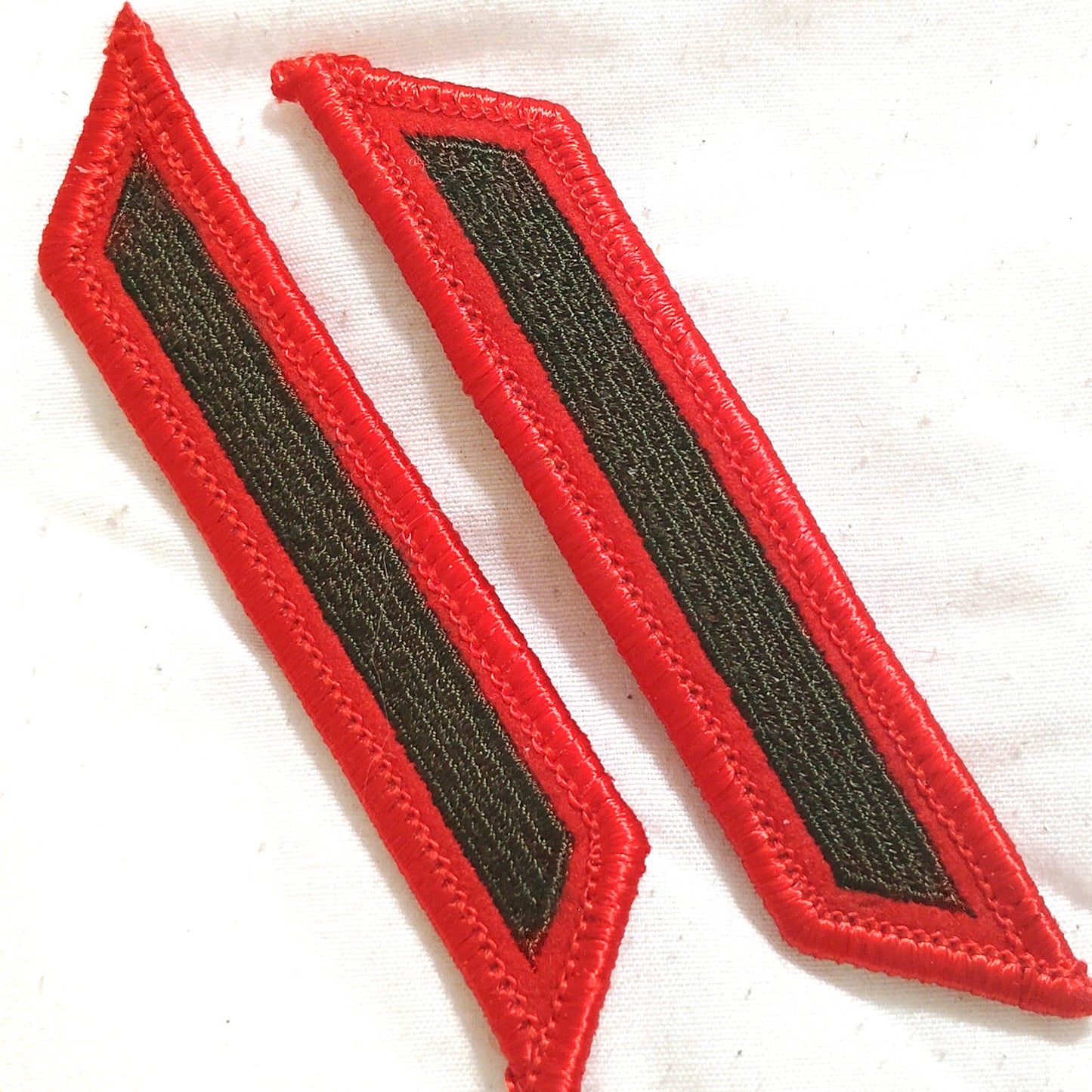 USMC Green on Red Service Stripe Patches – 4" × 3/4" – Pair