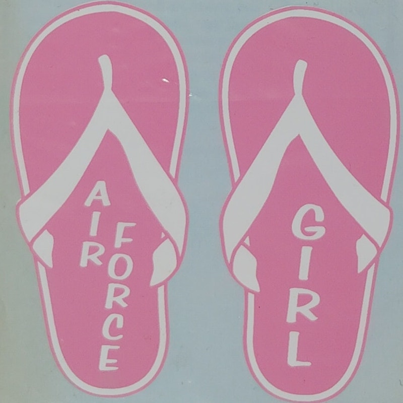 Air Force Girl Flip-Flop Decal – 4" x 4" – Pink Vinyl Sticker Decal