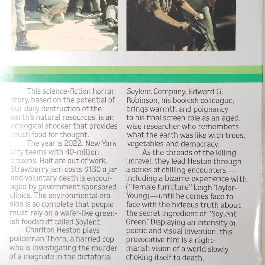 Soylent Green VHS 1983 Charlton Heston Edward G. Robinson Sci‑Fi Thriller