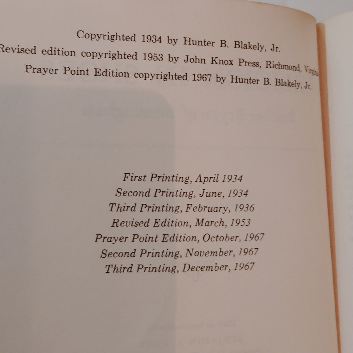 Religion In Shoes Hunter B. Blakely 1967 Softcover Prayer Point Edition Book
