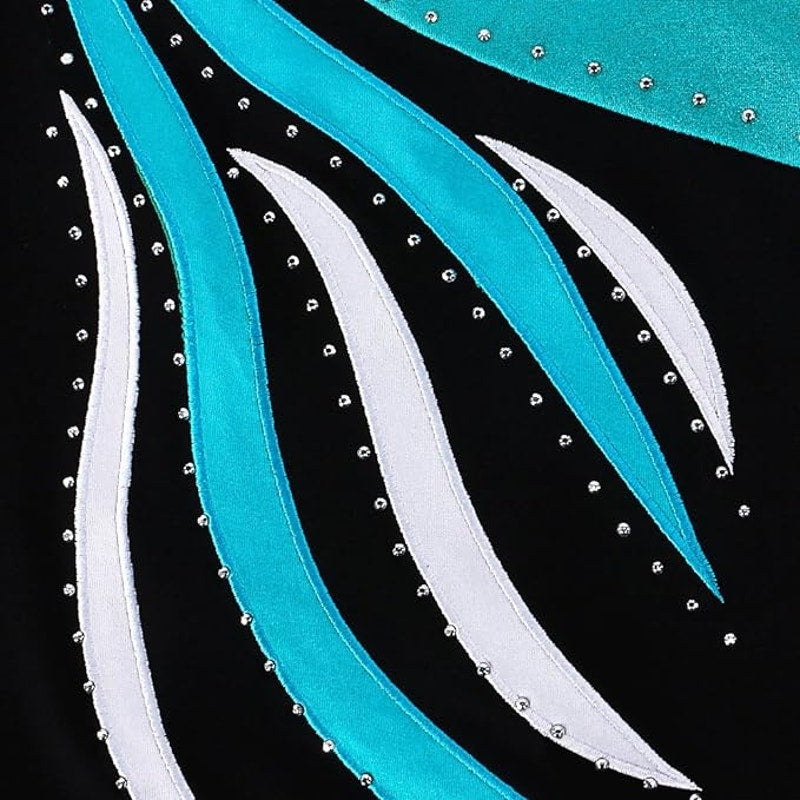 BAOHULU Leotards Girls Gymnastic Embroidery Shiny Aqua Rose Diamond Dance 15-16Y