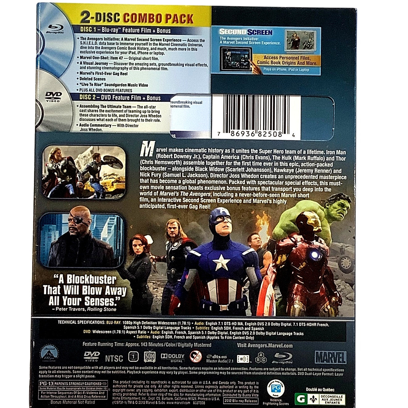 Marvel's: The Avengers [2012 Blu-ray + DVD] 143 Minutes of Action & Adventure