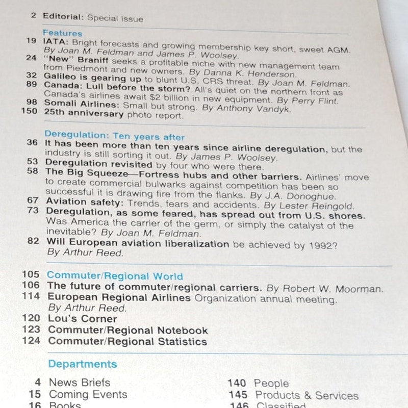 Air Transport World Magazine December 1988 - 25th Anniversary Issue - Blue/White