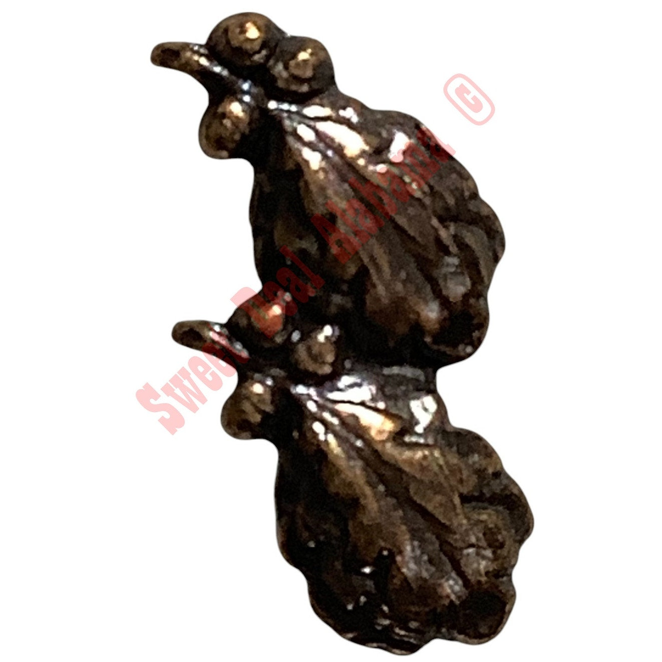 Ribbon Attachment Device: Bronze Double Oak Leaf - 1/4"H x 1/2"W