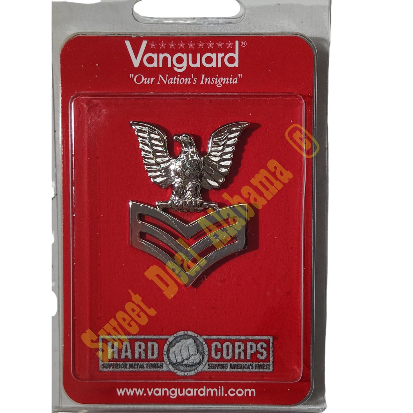 Vanguard Navy Cap Device Pin: E6 Petty Officer 1st Class, 1-3/4"H x 1-1/2"W
