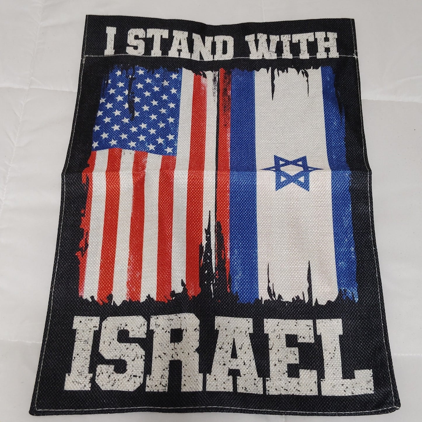 I Stand With Israel Garden Flag 12x18 Double-Sided USA/Israel  Flags Banner
