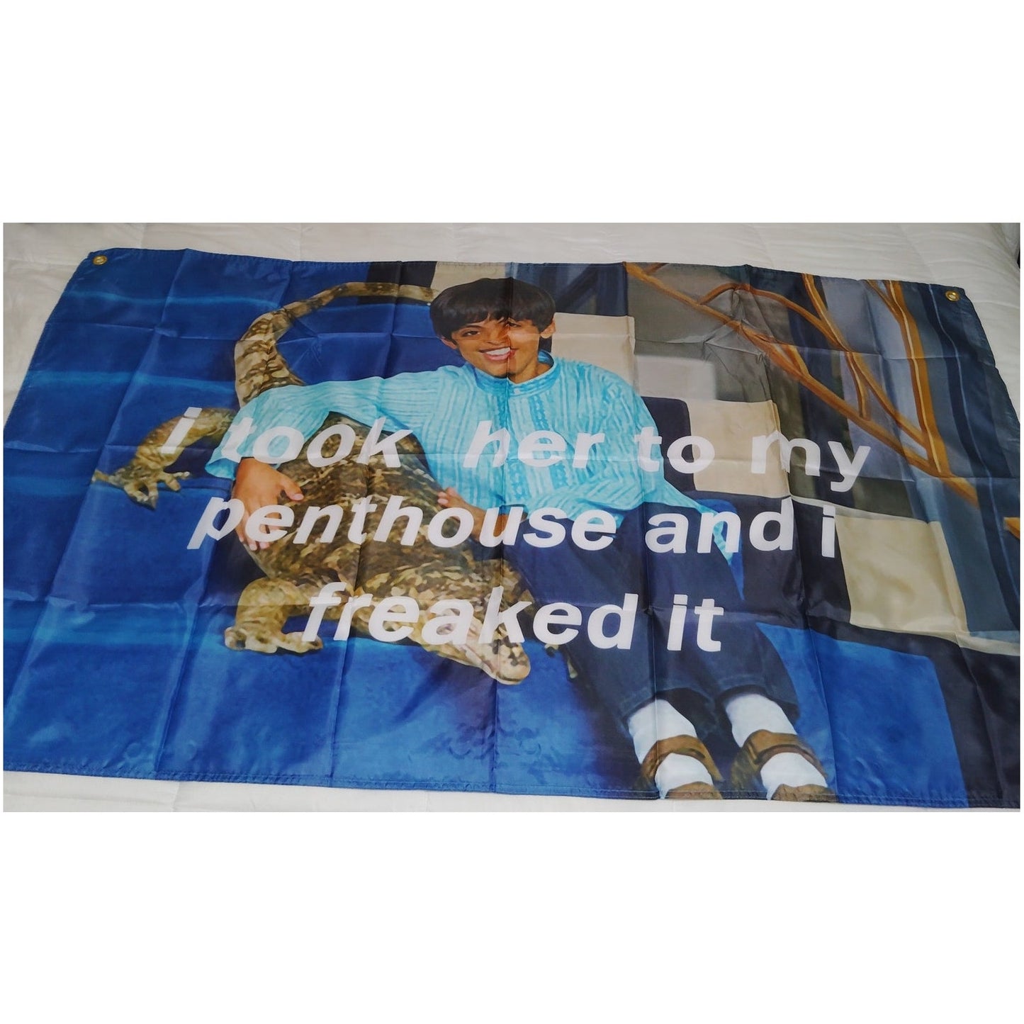 “I Took Her To My Penthouse and I Freaked It” Flag 3x5 Ft – Funny Meme Tapestry Flag