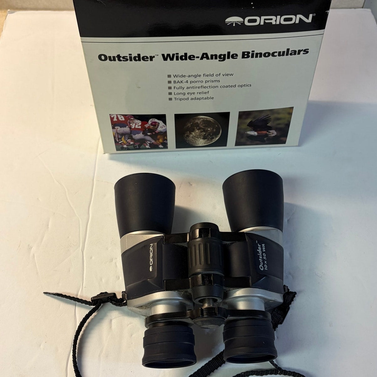 Vintage 1998 Orion Outsider 10x50 Wide‑Angle Binoculars Black Silver Complete Set