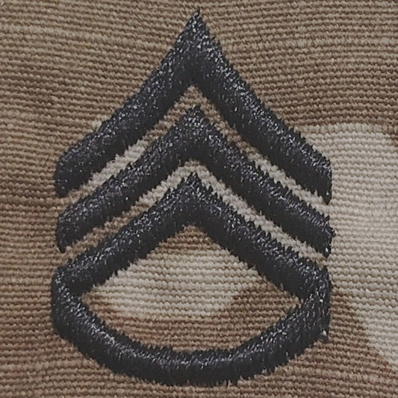 Army Staff Sergeant SSG Patch E-6 – OCP Scorpion W2, 2"×2" Hook (-N-Loop) Device