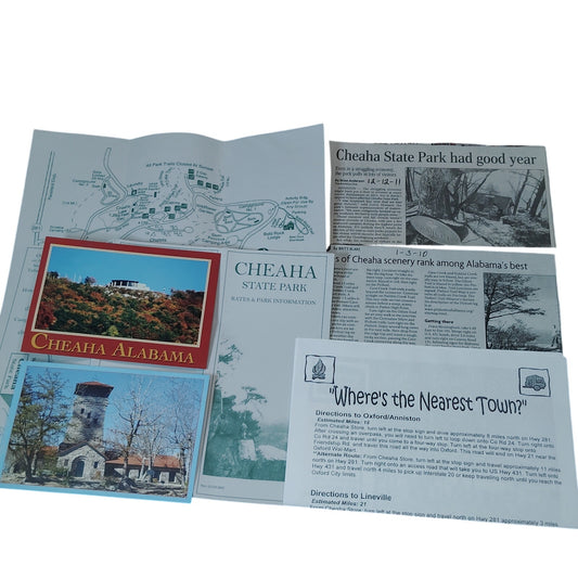 Cheaha State Park Alabama Ephemera Collection Postcards Map Clippings 2009