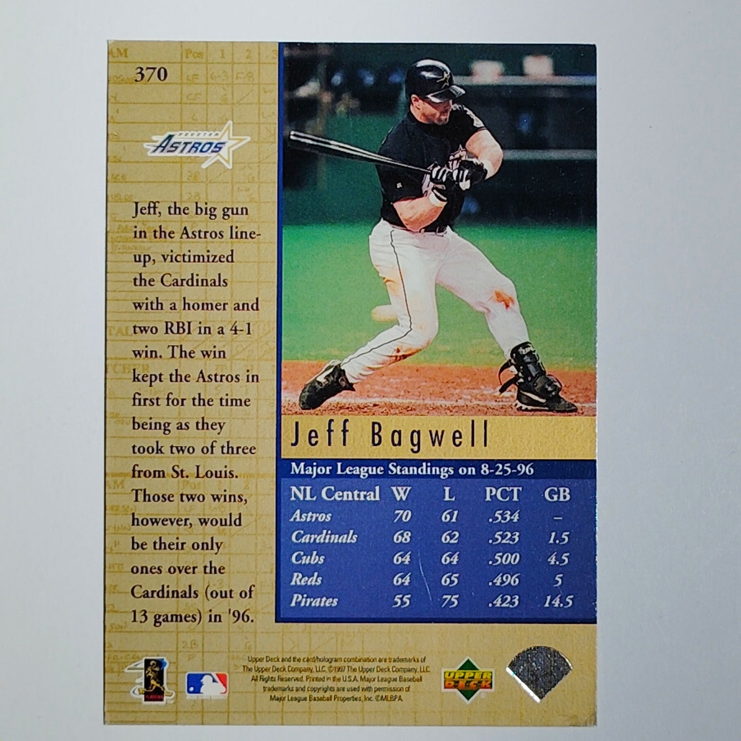 1997 Upper Deck Capture the Flag Jeff Bagwell #370 Houston Astros 1B - VG/EX