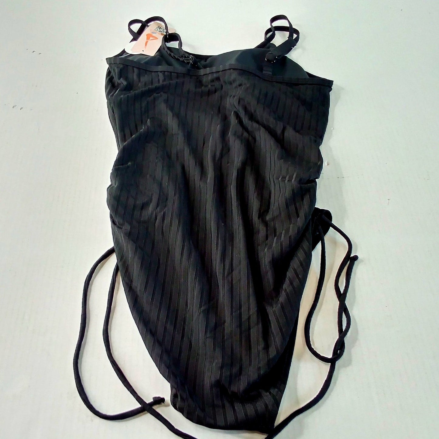 Charmo Ribbed 1-Piece Slimming Silhouette Swimsuit Black M, Adjustable Side Ties