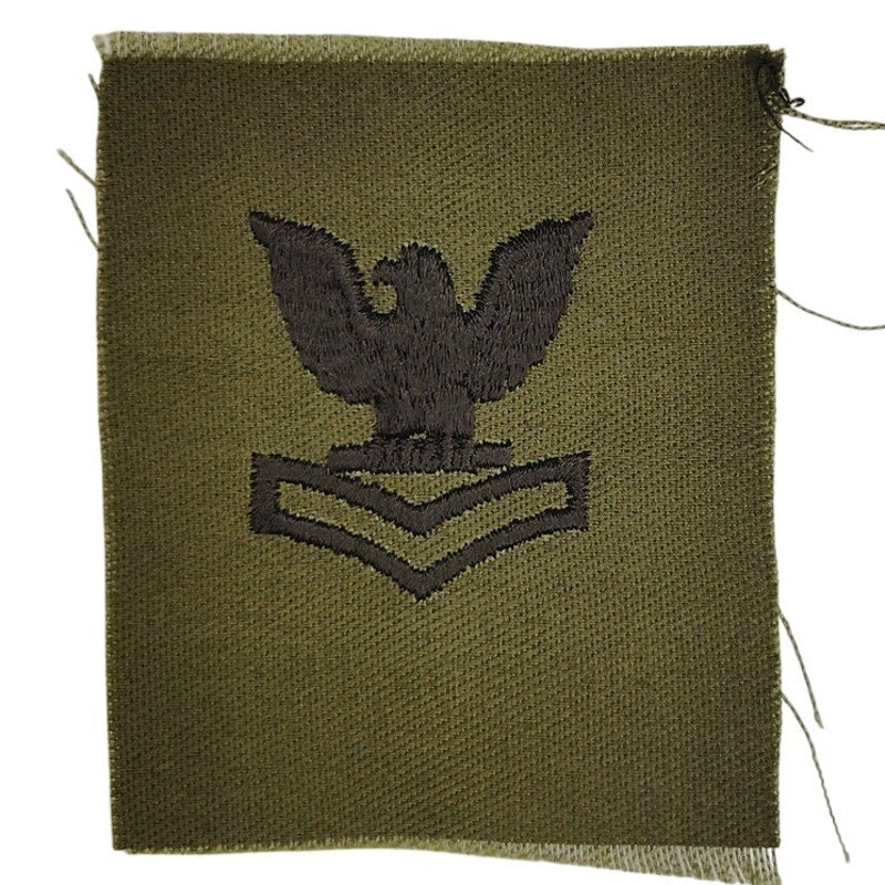 US Navy PO2 E‑5 Subdued OD Rating Device Patch 2‑1/4" × 2‑3/8" Sew‑On