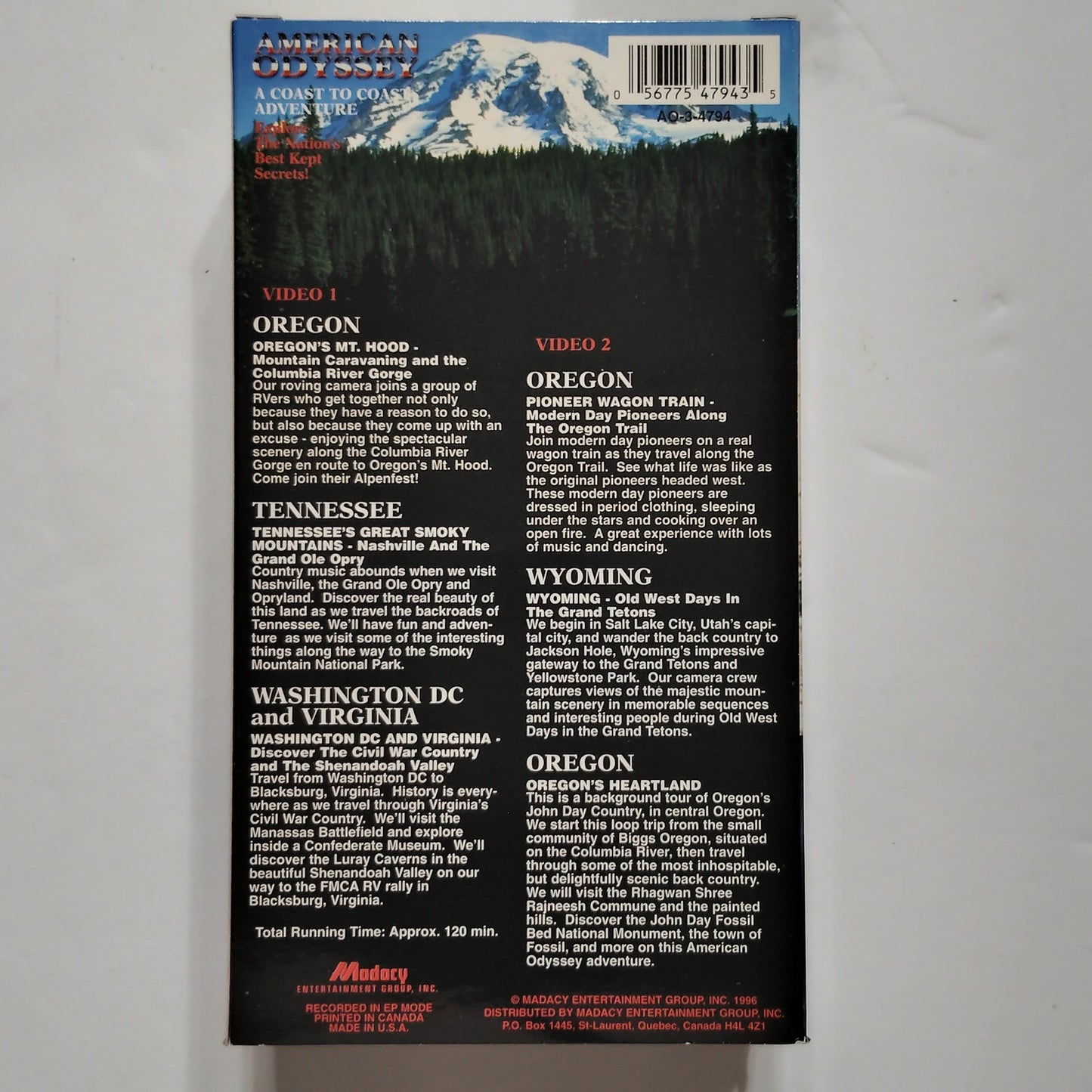 American Odyssey VHS (10) Boxed Set Coast‑to‑Coast Adventure Exploration