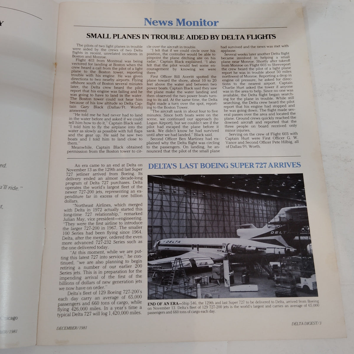 Delta Digest Magazine December 1981 - Vintage Airline Publication Christmas