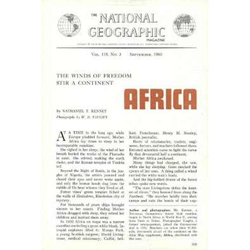 National Geographic Magazine September 1960, Africa, Elephants, Maine, Animal...