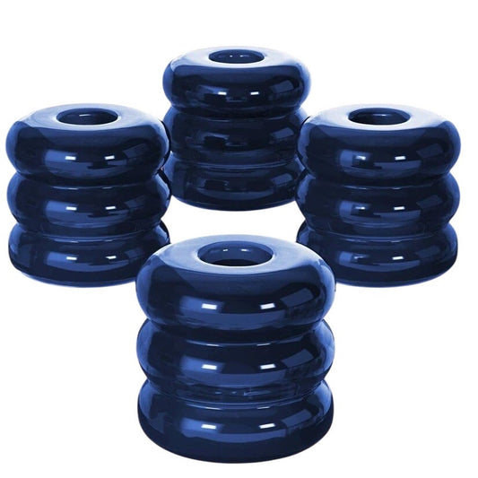 4pk Bubble Glass Taper Candle Holders – Blue – Sculpted Glass Accent