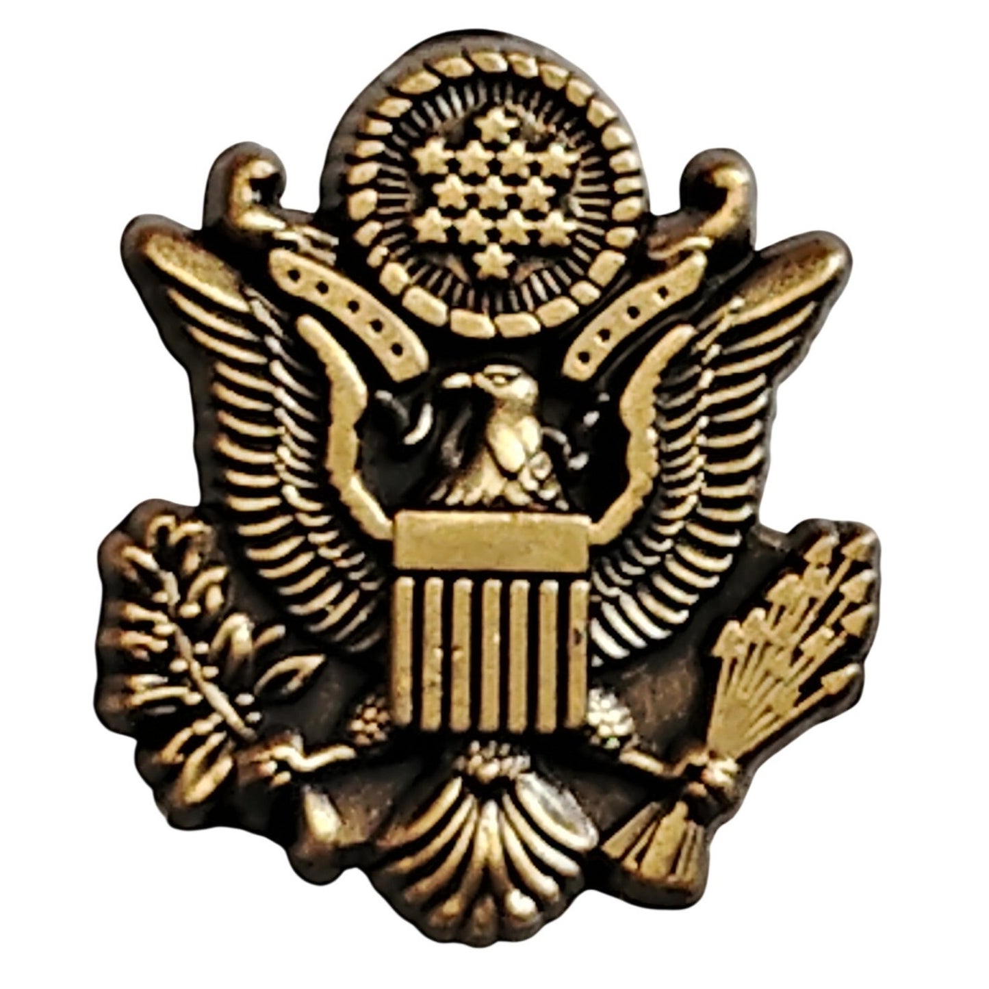 Mini Army Officer Cap Device USA Great Seal, Novelty Hat Lapel Pin 3/4" × 5/8"