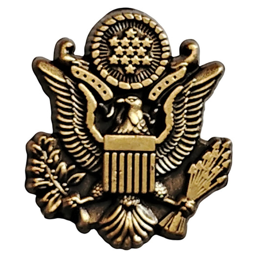 Mini Army Officer Cap Device USA Great Seal, Novelty Hat Lapel Pin 3/4" × 5/8"