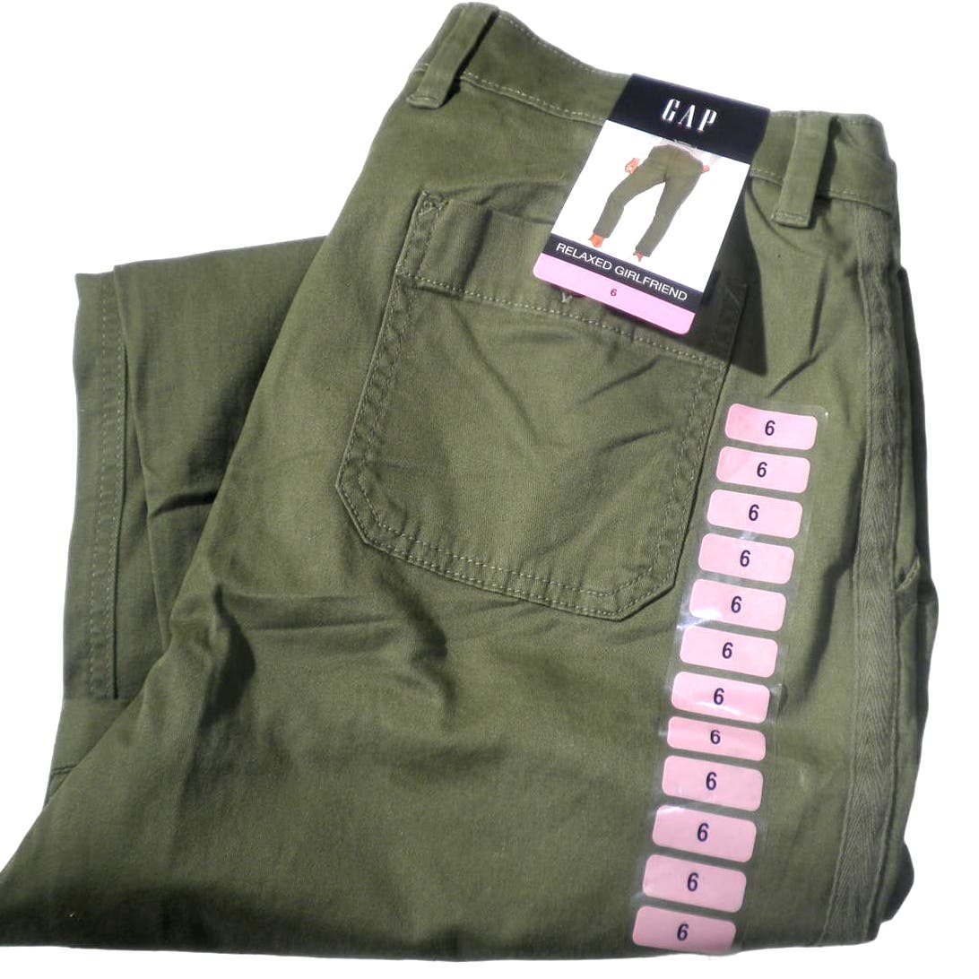 Gap Women's Relaxed Girlfriend Cuffed Twill Pants, Size 6, Clover Green