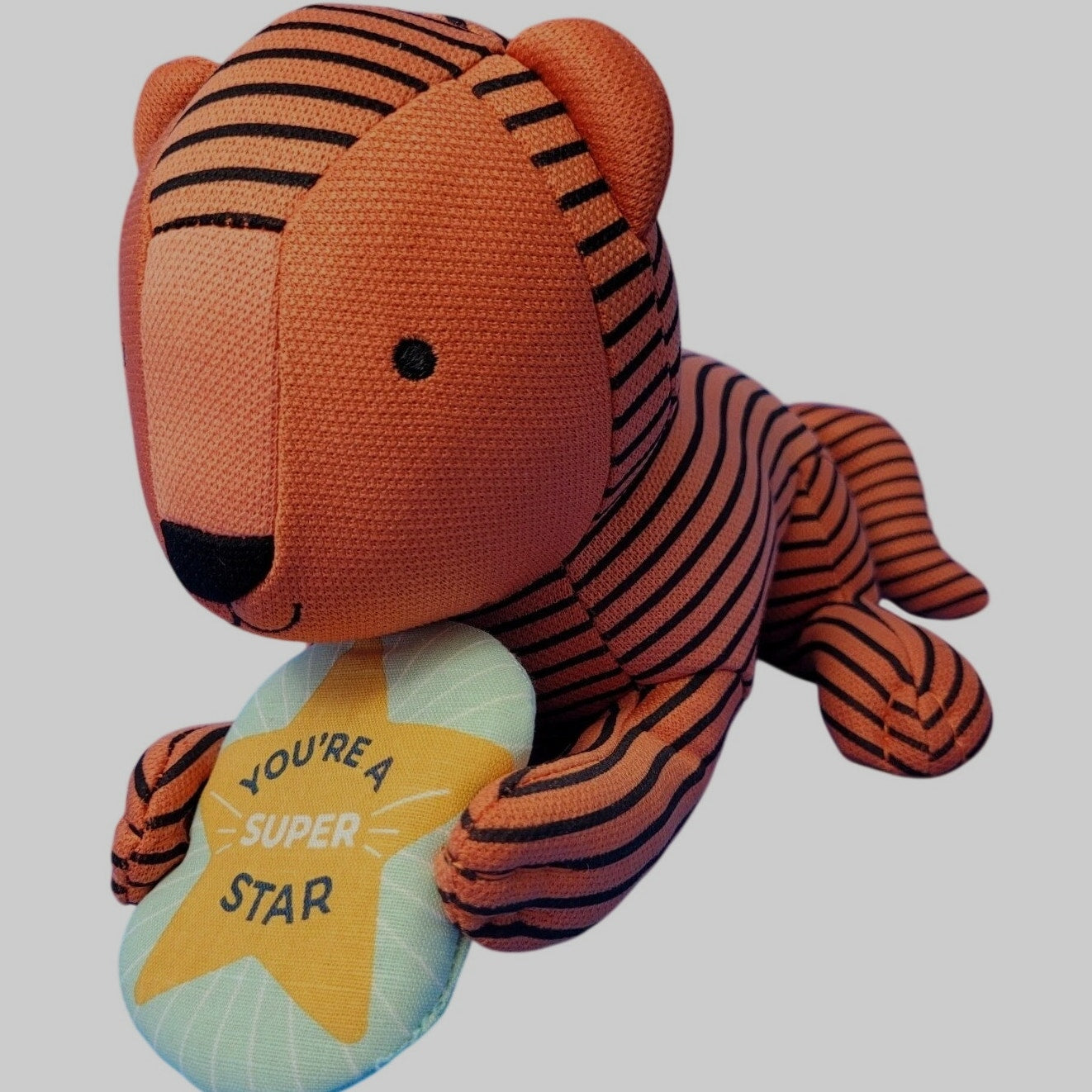 Pillowfort Mini Kids’ Plush Milestone Tiger – You’re a Super Star - 10 x 6 in.