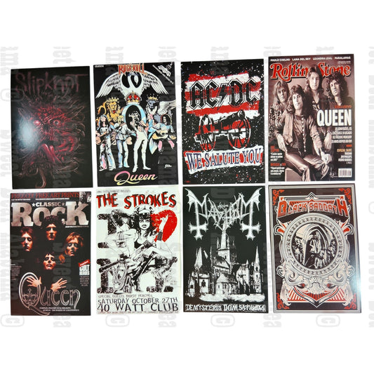 8-Piece Punk Rock Wall Collage Kit - Hip Hop, Rap, Rock & Roll - 6"x4" Posters