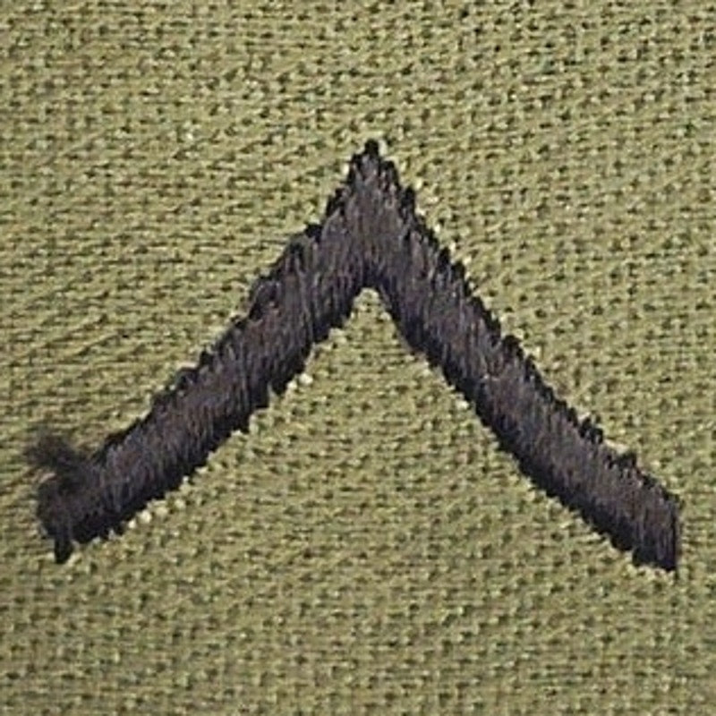 US Army Private PV2 E‑2 Rank Patch Vietnam Era ODG Black Sew‑On NOS 4" × 2"