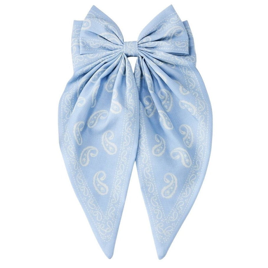 Fabric Barrette Hair Bow – Wild Fable Blue/White Polyester Clip