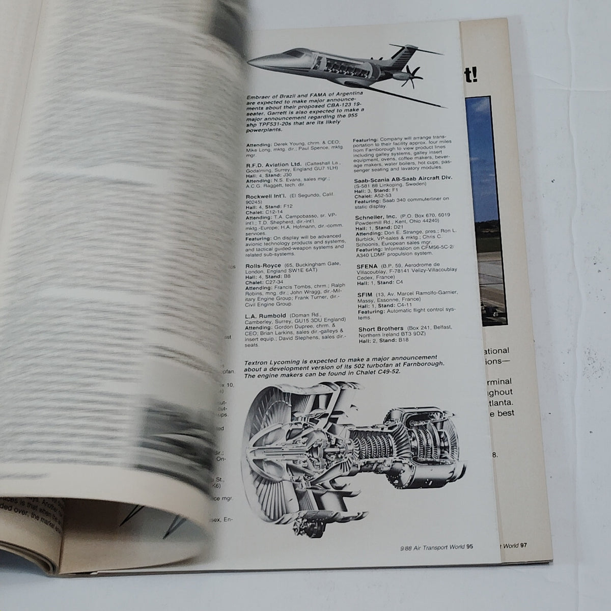 Air Transport World Magazine - September 1988 - Farnborough Airshow Preview