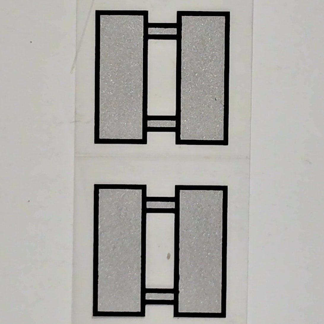 Officer Rank O-3 Decal – Double Silver Bars 1" x 1.5" Each, Mylar Vinyl, 2-Pack