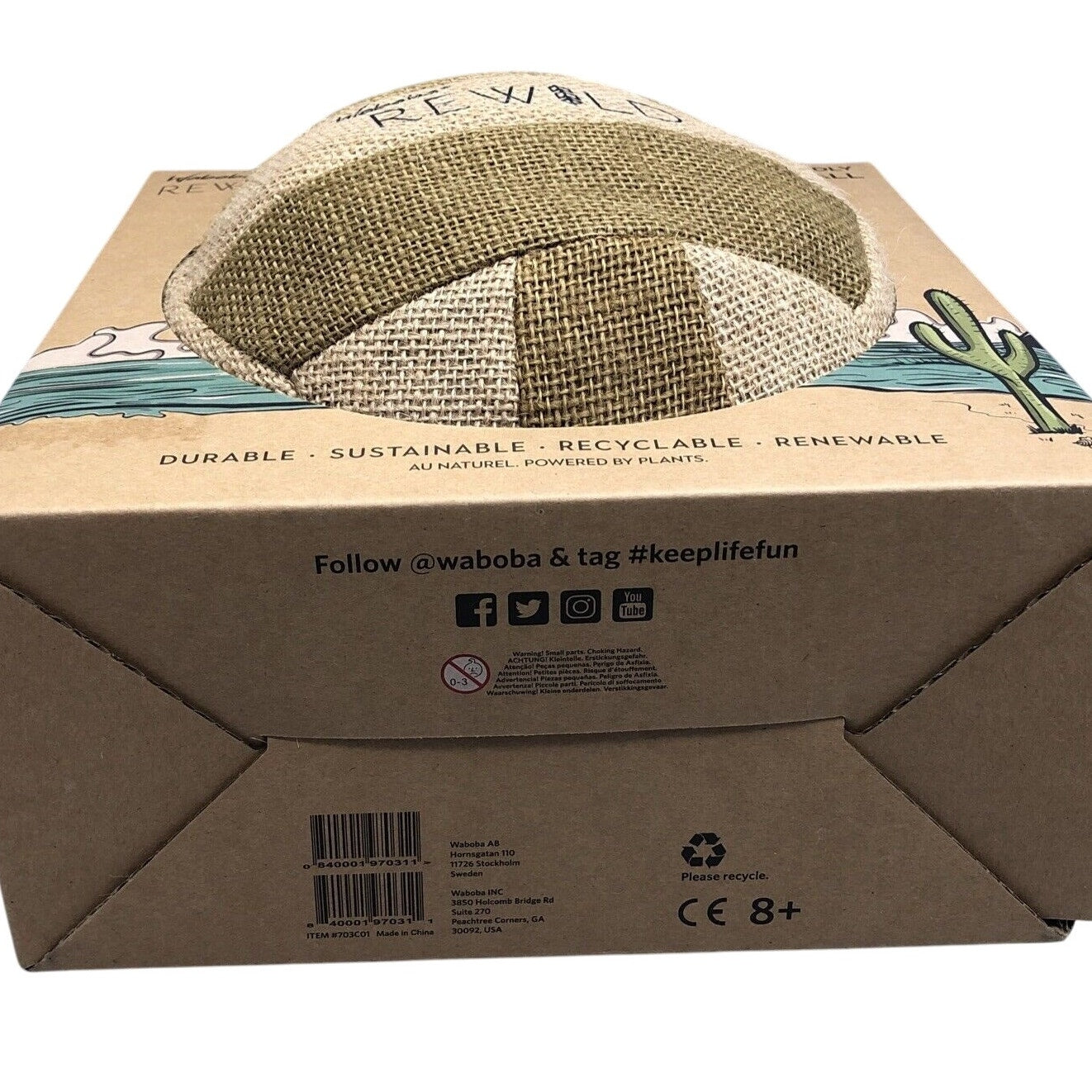 Waboba Eco-Friendly Volleyball Jute Plant Rubber Tree Sustainable Fun, 9.25"D