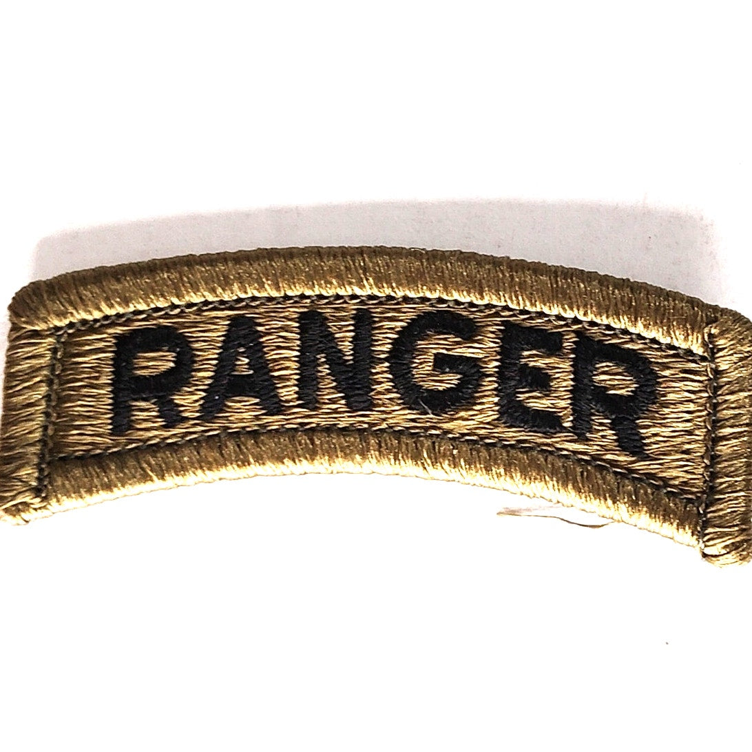US Army Ranger Tab Pair OCP Embroidered 3‑1/4 × 1‑1/8 Hook‑Back