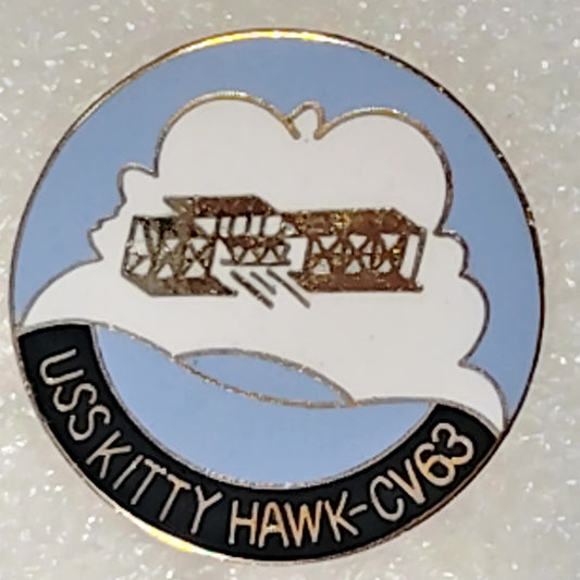U.S. Navy USS Kitty Hawk CV-63 Novelty Hat/Lapel/Brooch Pin, Enamel Metal