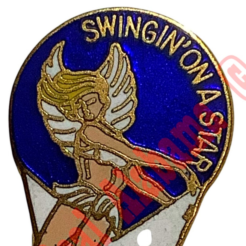 Swingin' On A Star Aviator's Hat Pin 1-5/16"H x 11/16"W, WWII Aviator's Nose Art