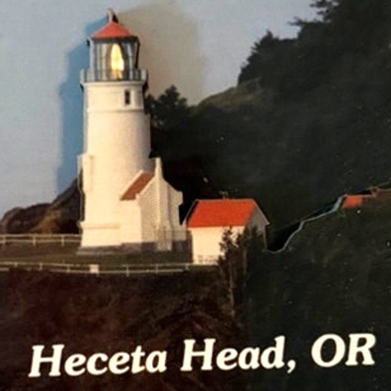 Heceta Head OR Layered Wood 3D Lighthouse Magnet Coastal Cliff Scene 3.25x2.25