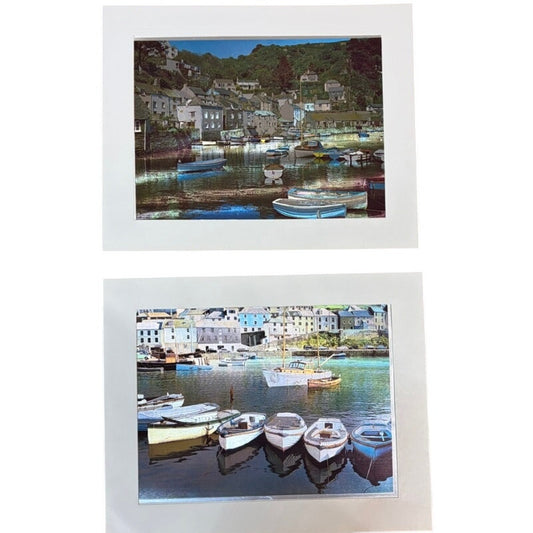VTG Holographic Foil Art Prints - Polperro & Mevagissey Cornwall England Harbor