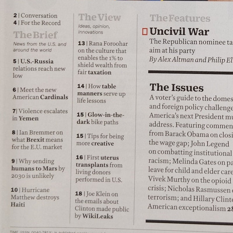 TIME Magazine October 24 2016 Total Meltdown Trump Cover Double Issue