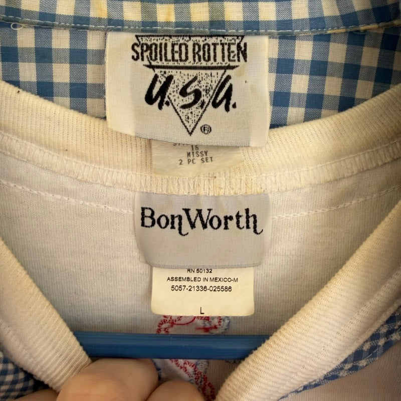 Vintage BonWorth Spoiled Rotten Women's Gingham Nautical 3-Piece Outfit L/16