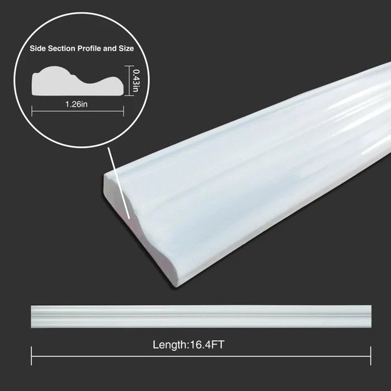 White Peel‑and‑Stick Molding Trim 16.4 Ft × 1.26" × 0.43" Waterproof – NIP